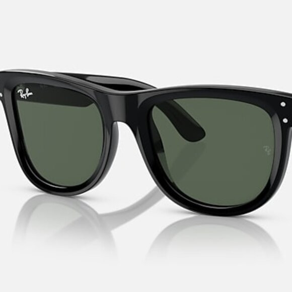 NEW RAY-BAN Wayfarer Reverse RBR0502S 6677/VR Polished Black Frame with DK Green - Picture 1 of 2
